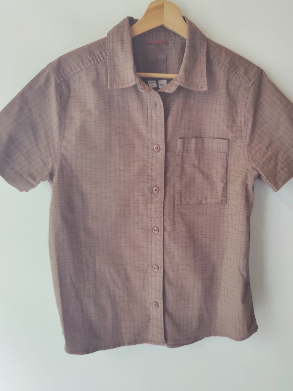 Topo Designs Pink Clay Map Short-Sleeve Button-Down Shirt L